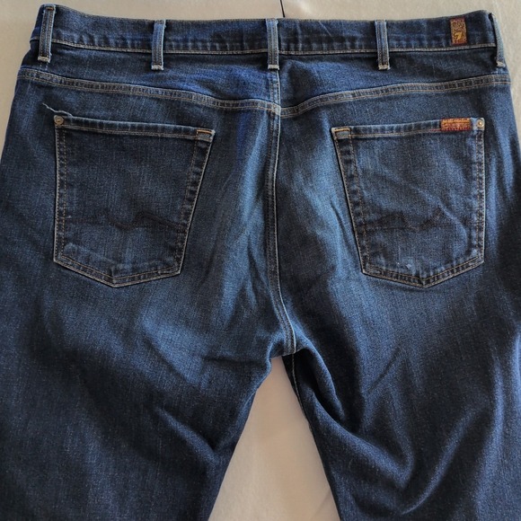 7 for All Mankind Men Jeans 42x32 Dark Blue Austyn Straight Relaxed Fit Stretch - Picture 7 of 10